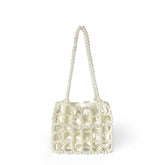 Sac à perles fait à la main, sac à bandoulière, sac à bandoulière, sac à découpe creux, sac à perles blanches
